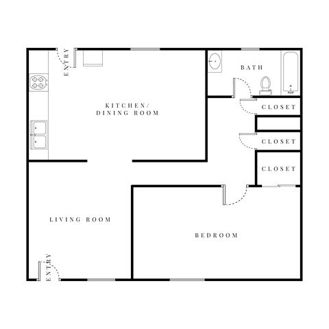 1 Bedroom, 1 Bathroom